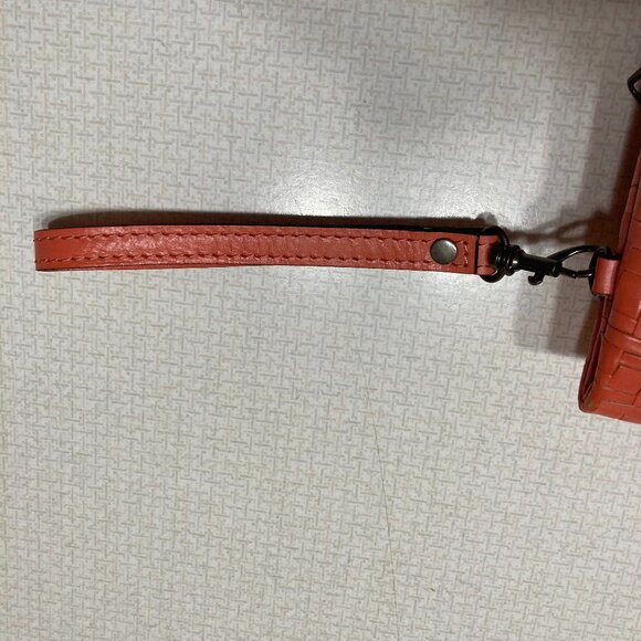 EUC Patricia Nash Apricot Orange Leather Wristlet - Picture 7 of 10